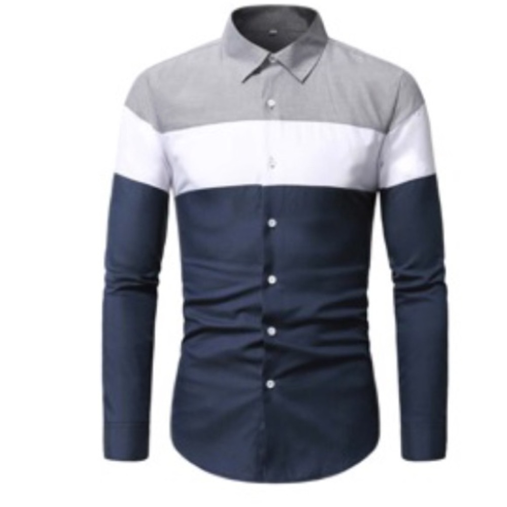 A casual button down shirt multicolor, blue, white, gray